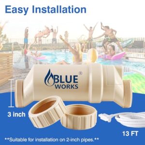 BLUE WORKS Salt Cell - Model Number BLW1T15H, Compatible with Hayward Salt Cell Model Number T-CELL-15, Up to 40,000 Gallon Pool, Cell Plates Provided by American Company, 1 Year USA Warranty