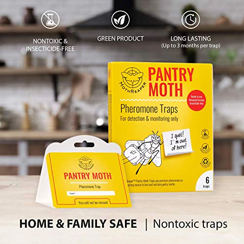 Kitchen Pantry Moth Traps - Prime Pantry Moth Traps with pheromones, Pet Safe Pantry Moth Trap, Food Moth Traps with pheromones 6 Pack