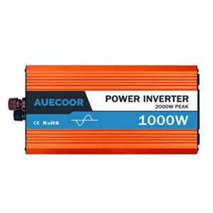 auecoor 1000 watt solar power iinverter pure sine wave inverter dc to ac power adapter converter for rv truch boat home off grid system