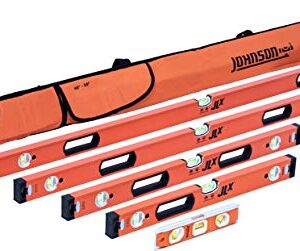 Johnson Level & Tool 5772-S JLX Heavy Duty 6 Piece Box Level Set, 72", Orange, 1 Level Set