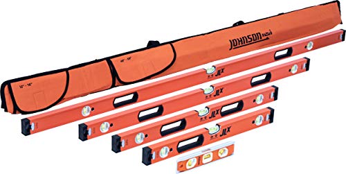 Johnson Level & Tool 5772-S JLX Heavy Duty 6 Piece Box Level Set, 72", Orange, 1 Level Set