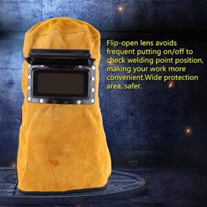 Leather Welding Hood Welder Mask Breathable Welding Helmet For Eyes Face Neck Protection Leather Welding Mask with Lens, Yellow