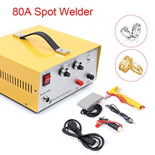 Jewelry Spot Welding Machine, 110V 80A Pulse Sparkle Spot Welder Portable Spot Welding Machine with Foot Pedal for Jewelry Gold Silver Platinum