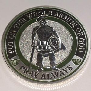 Pray Always Armor of God Religious Challenge Art Coin