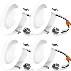 sunco 4 pack retrofit led recessed lighting 4 inch, 3000k warm white, dimmable can lights, baffle trim, 11w=60w, 660lm, damp rated - etl