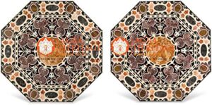 set of two marble 40" dining table top pietra dura inlay hard stone furniture decor