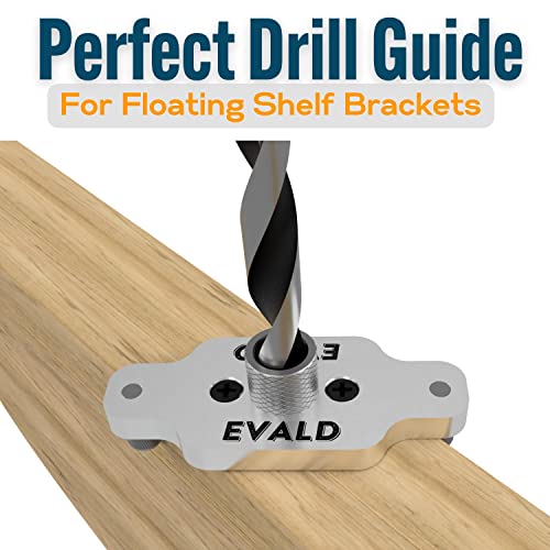 EVALD Dowel Jig Kit for Floating Shelf Bracket | 1/2 inch x 9.8 inch Drill Bit | Doweling Jig for Shelves and Mantels| Hardware Kit for Hidden Shelf Brackets | Floating Shelf DIY Woodworking Tool