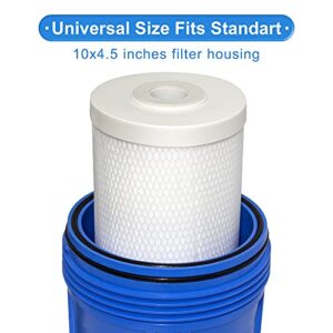 Hansing 10x 4.5 Inches Activated Carbon Block Filter with Pleated Polyester, Clog-Proof Replacement Filter Features 7x Anti-clogging Ability and Full Flow Rate, Compatible with Model HSG-03