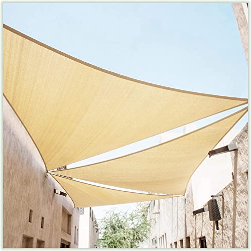 ColourTree 24' x 24' x 33.9' Beige Right Triangle CTAPRT24 Sun Shade Sail Canopy Mesh Fabric UV Block UPF50 - Commercial Heavy Duty - 190 GSM - 3 Years Warranty (We Make Custom Size)