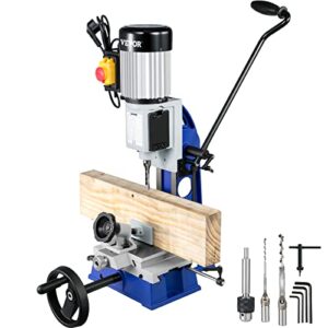 vevor woodworking mortise machine, 1/2 hp 1400rpm powermatic mortiser, with movable work bench benchtop mortising machine, for making round holes square holes or special square holes in wood