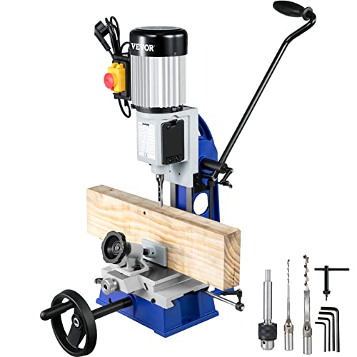 VEVOR Woodworking Mortise Machine, 1/2 HP 1400RPM Powermatic Mortiser, With Movable Work Bench Benchtop Mortising Machine, For Making Round Holes Square Holes Or Special Square Holes In Wood