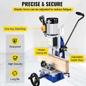 VEVOR Woodworking Mortise Machine, 1/2 HP 1400RPM Powermatic Mortiser, With Movable Work Bench Benchtop Mortising Machine, For Making Round Holes Square Holes Or Special Square Holes In Wood