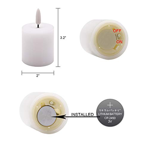 GenSwin Flameless Pillar Candles Flickering with Timer, Battery Operated Real Wax LED Votive 3D Wick Candles 6 Pack White(Battery Include, 2 x 3.2 Inch)