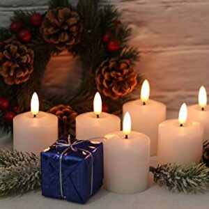 GenSwin Flameless Pillar Candles Flickering with Timer, Battery Operated Real Wax LED Votive 3D Wick Candles 6 Pack White(Battery Include, 2 x 3.2 Inch)