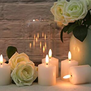 GenSwin Flameless Pillar Candles Flickering with Timer, Battery Operated Real Wax LED Votive 3D Wick Candles 6 Pack White(Battery Include, 2 x 3.2 Inch)