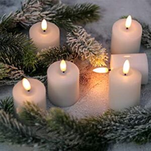 GenSwin Flameless Pillar Candles Flickering with Timer, Battery Operated Real Wax LED Votive 3D Wick Candles 6 Pack White(Battery Include, 2 x 3.2 Inch)