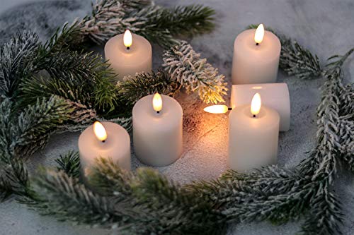 GenSwin Flameless Pillar Candles Flickering with Timer, Battery Operated Real Wax LED Votive 3D Wick Candles 6 Pack White(Battery Include, 2 x 3.2 Inch)