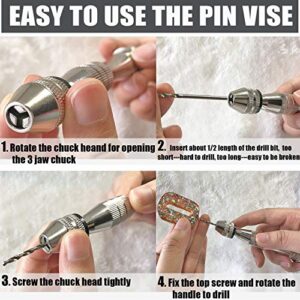 Pin Vise for Resin Casting Molds, Pin Vise Hand Drill Set with 20PCS Drill Bits (0.8-3mm), Precision Hand Drill Tools for Resin, Jewelry Keychain, Pendant