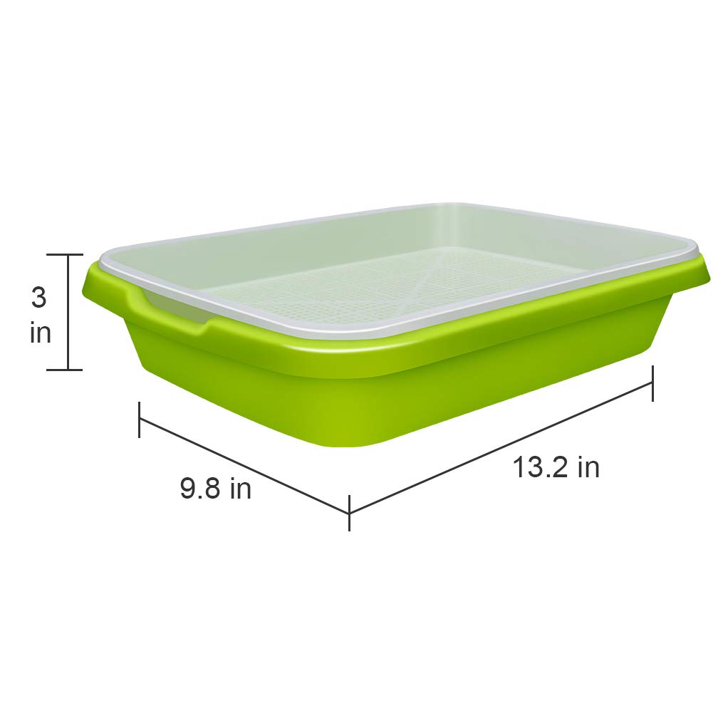 SUNPRO 2-Pack Seed Sprouter Tray BPA Free PP Soil-Free Big Capacity Healthy Wheatgrass Grower Sprouting Container Kit with Lid (2, Green)