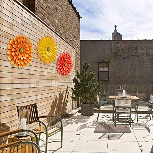 Goodeco Metal Wall Art Flowers - Sunflower Gifts for Women- Large Iron Floral Wall Decor for Balcony/Patio/Porch/Office/Bedroom/Living Room,Best Wall Decor Gift idea 13" (3pack)