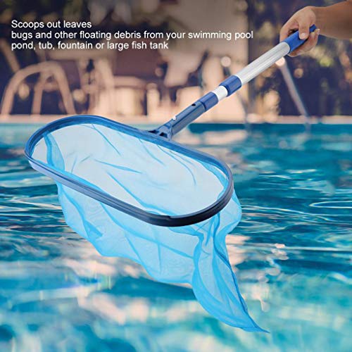 GKanMore Deep Skimmer Net with 17"-40" Telescopic Pole Leaf Skimmer Fine Mesh Net Rake Net for Cleaning Above Ground Inground Pool Hot Tub Spa Pond (with Pole)