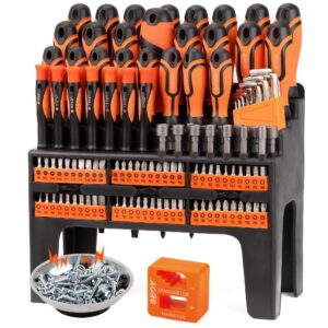 124-piece ultimate screwdriver set with magnetic tips & racking, premium screw driver bits, pricision screwdrivers, allen keys, nut drivers and more