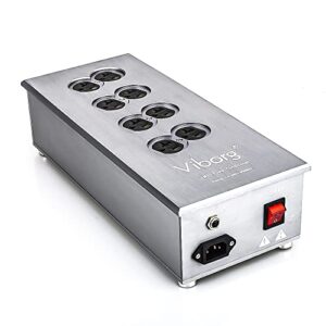 viborg vm80 ac power filter - amp hifi power surge protector - us power conditioner - 8 ways power socket - audiophile 8 outlet power strip with flat plug - 3 prongs - grounded - 5ft power cord