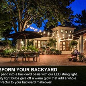 SUNTHIN Outdoor String Lights,48ft Patio Lights with Bright 2W Dimmable Shatterproof Weatherproof Clear Plastic LED Bulbs Outside Hanging Lighting Decoration for Backyard,Porch,Bistro,Cafe,Garden