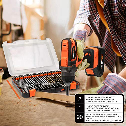 ENERTWIST Drill Bit Set, 112-Pieces 1/4" Hex Shank Impact Driver Bits and Screwdriver Bits Set Assorted in Tough Case for Wood Metal Cement Drilling and Screw Driving, ET-DBA-112