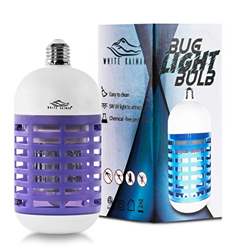 White Kaiman UV-A 5WATT Bug Zapper Electric Bulb for Indoor & Covered Outdoors 500volts (White Zapper)