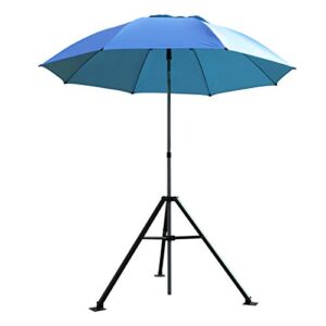 black stallion ub250 core flame-resistant industrial umbrella, blue & tripod stand set