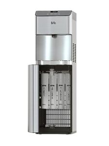 brio moderna self cleaning bottleless water cooler dispenser with filtration – adjustable temperature – digital clock – led nightlight – tri temp hot, cold, and room