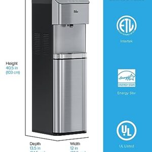 Brio Moderna Self Cleaning Bottleless Water Cooler Dispenser with Filtration – Adjustable Temperature – Digital Clock – LED Nightlight – Tri Temp Hot, Cold, and Room