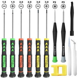 screwdriver set, 12 pcs small screwdriver set with flathead phillips pentalobe screwdriver in different sizes for iphone pc laptop eyeglass jewelry watch