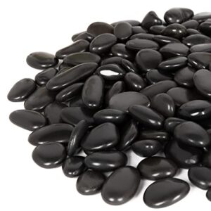 gaspro 8lb black river rocks for plants, vases, 1 to 2 inch decorative pebbles for pots indoor, high polished