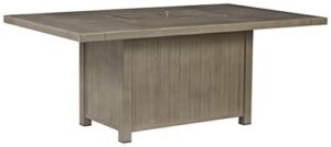 signature design by ashley windon barn rectangular outdoor fire pit patio table with aluminum frame, brown