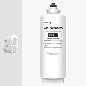 Waterdrop WD-G2P600-RO Filter, Replacement for WD-G2P600-W Reverse Osmosis System, 2-year Lifetime, Reduce PFAS