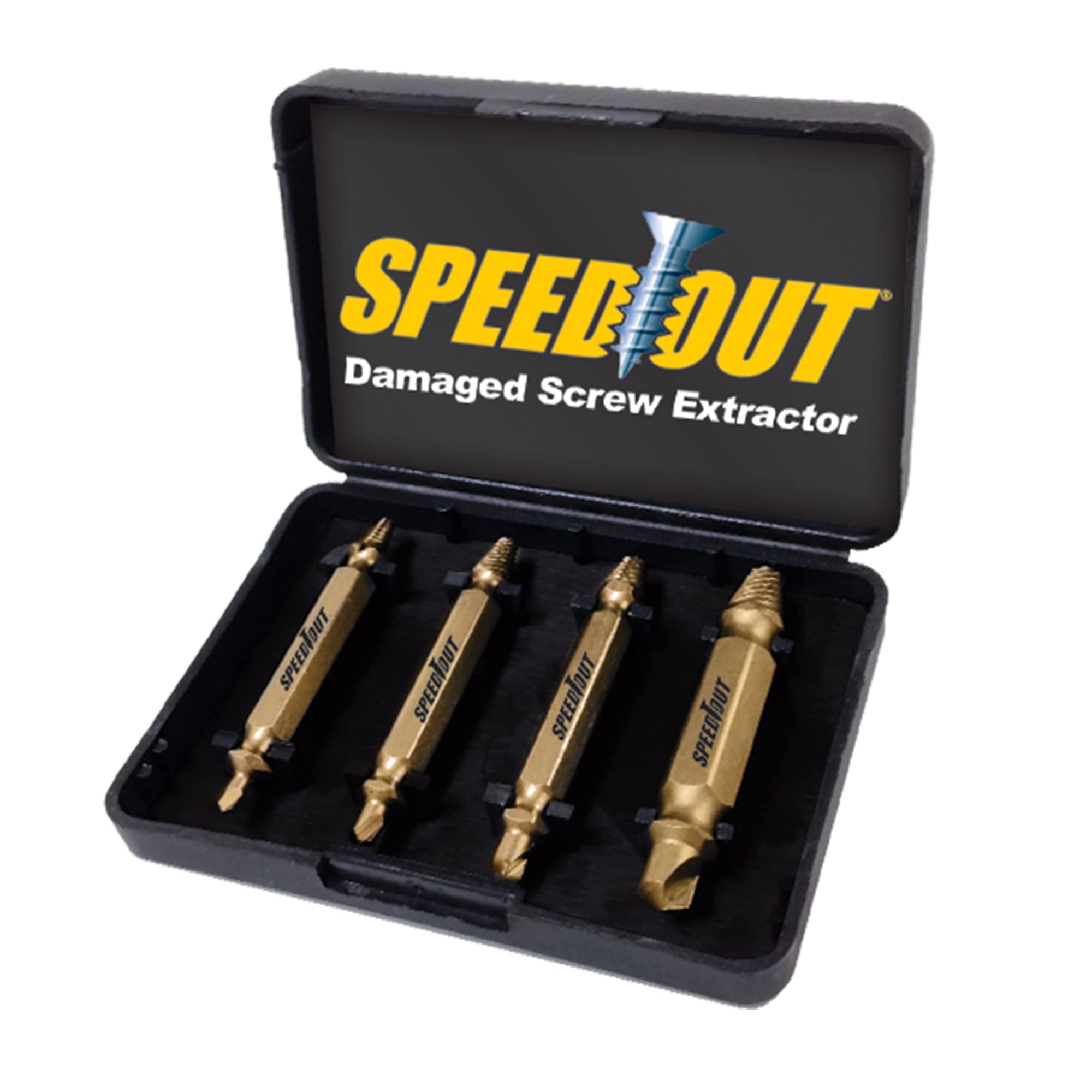 Speed Out Titanium Damaged Screw Extractor Kit, 4 Piece Set