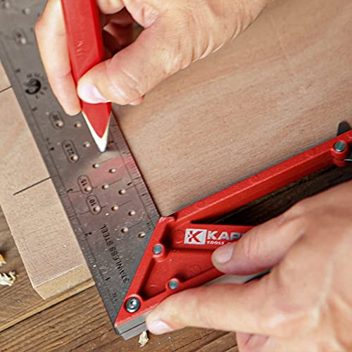 Kapro - 353 Professional Ledge-It Try & Mitre Square - For Leveling and Measuring - Features Stainless Steel Blade, Retractable Ledge, and Etched Ruler Markings - 8 Inch