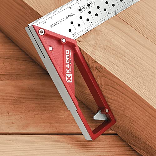 Kapro - 353 Professional Ledge-It Try & Mitre Square - For Leveling and Measuring - Features Stainless Steel Blade, Retractable Ledge, and Etched Ruler Markings - 8 Inch