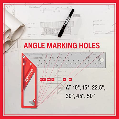 Kapro - 353 Professional Ledge-It Try & Mitre Square - For Leveling and Measuring - Features Stainless Steel Blade, Retractable Ledge, and Etched Ruler Markings - 8 Inch