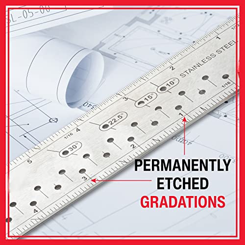 Kapro - 353 Professional Ledge-It Try & Mitre Square - For Leveling and Measuring - Features Stainless Steel Blade, Retractable Ledge, and Etched Ruler Markings - 8 Inch