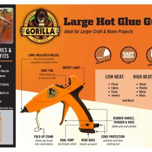 Gorilla Dual Temp Full-Size Hot Glue Gun, Orange