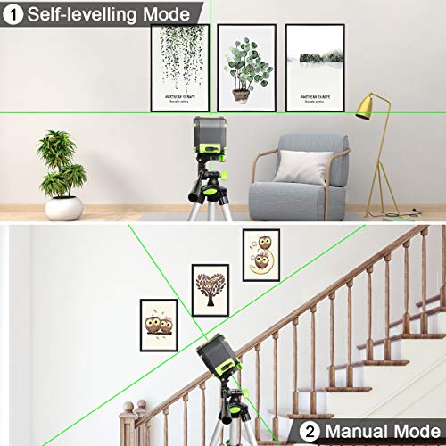 Huepar Self-leveling Laser Level with Rechargeable Li-ion Battery- Green Beam Cross Line Laser Level with Pulse Mode for Ceiling/Floor/Wall Application, Magnetic Metal Base Included - 5011GPro