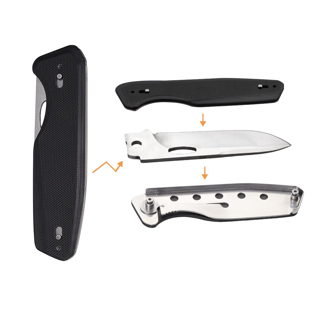 Roxon Phantasy Folding Knife Survival Pocket Tool EDC Camping with Replaceable Knife Blade (Stainless Steel Handle)