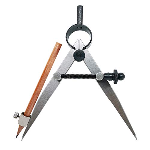 ZLKSKER 4/10 inch Woodworking Compass with Pencil Holder, Precision Spring Divider/Scriber, All Metal Compass for Leather Work Metalworking (4 inch)