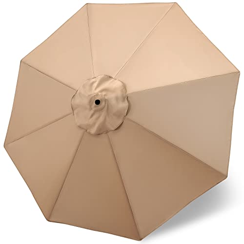 MASTERCANOPY Patio Umbrella 10 ft Replacement Canopy for 8 Ribs-Beige