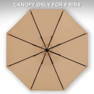 MASTERCANOPY Patio Umbrella 10 ft Replacement Canopy for 8 Ribs-Beige