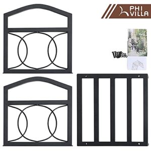 PHI VILLA 17 Inch Small Firewood Log Rack Indoor/Outdoor Steel Wood Storage Log Rack Bin Wood Holder Fireplace Accessories Circle Design, Black