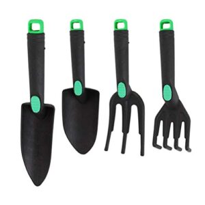doitool 4 pieces garden tools set small hand tools for gardening includes hand trowel,transplant trowel and cultivator hand rake for succulent bonsai digging or transplanting